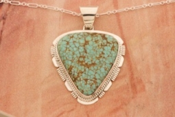 Genuine Number 8 Mine Turquoise Sterling Silver Navajo Pendant